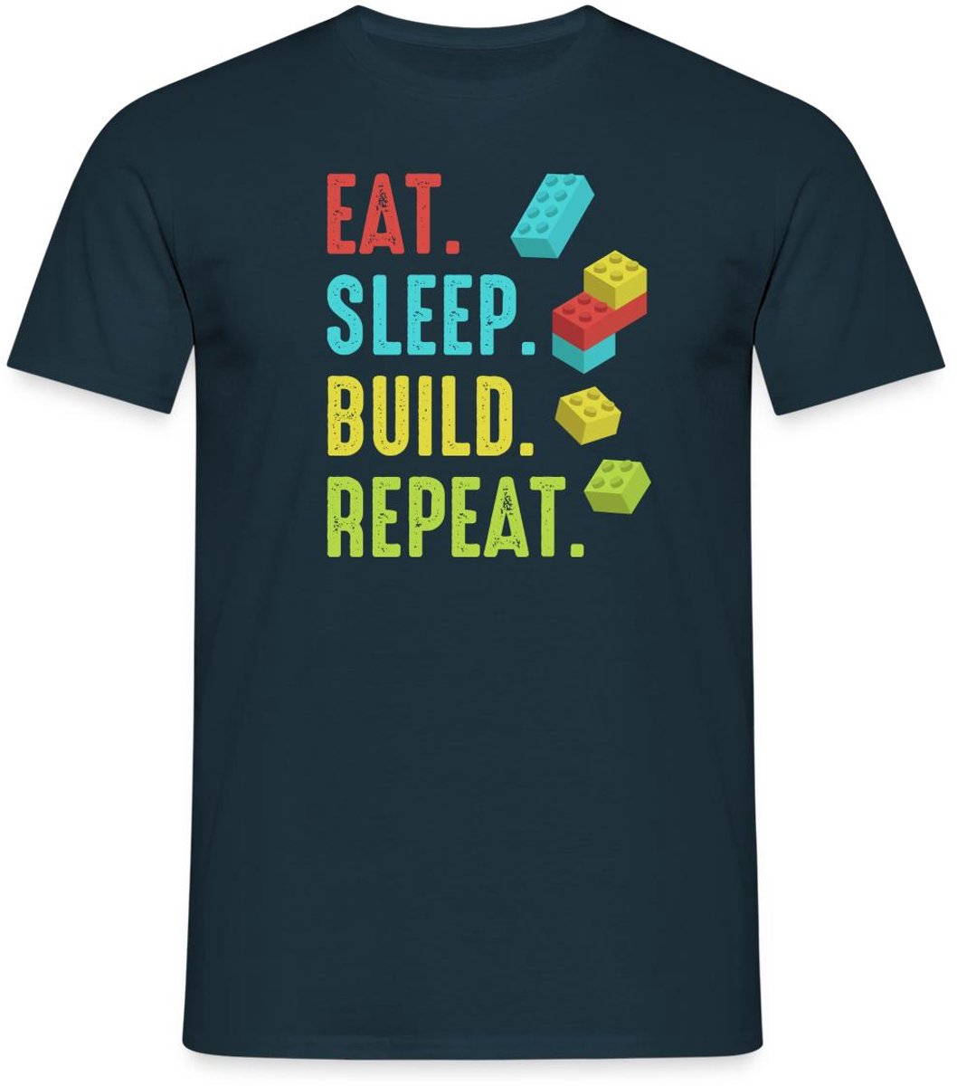 Eat Sleep Build Repeat Brick Builder T-Shirt Heren