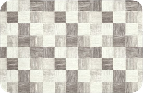 Badmat 60x40 cm - Antislip - Patroon - Dambord - Houtnerf - Badmatten voor badkamer - Badkamermat - Douchemat - Badkamer mat