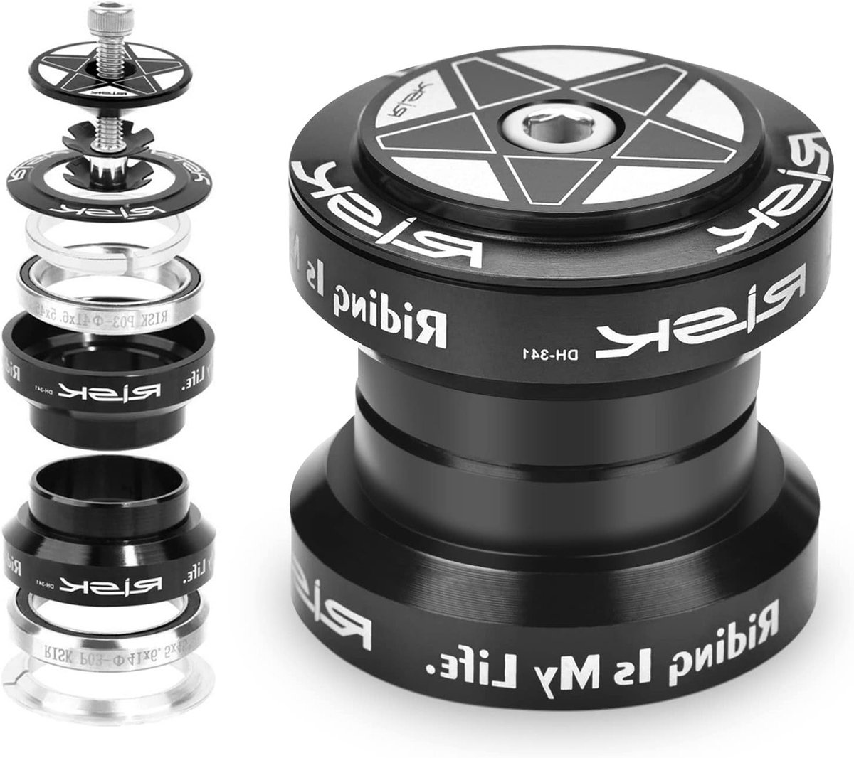 Aluminium Fietshoofdset voor Mountainbikes - Vervangingsset voor 28.6mm Stuurvork en 34mm Fietshoofdset - Duurzaam en Lichtgewicht Accessoire voor Fietsers