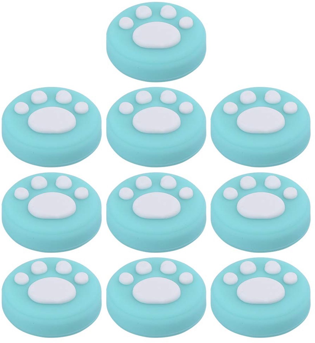 Allecto - Cat Thumb Grip Caps - Vervangende Siliconen Caps - 10 Stuks - Joystick Cover - Geschikt voor Lite - Witte poot op groen