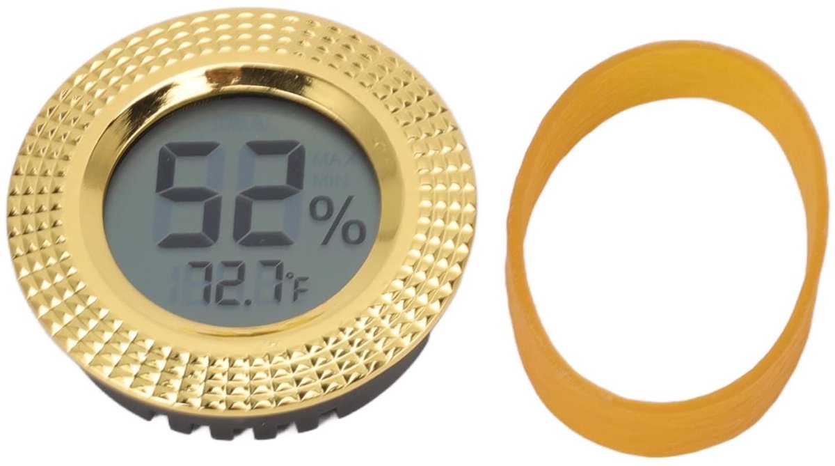 aladdien - Hygrometer Thermometer - Digitaal - Nauwkeurig - Elektronisch - Temperatuur - Vochtigheid - Cigar Box - Rond - Mini - Inzetbaar