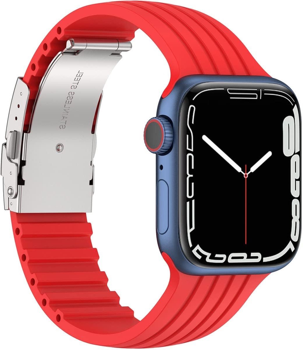 Zachte Siliconen Horlogeband Geschikt voor Apple Watch 38mm 40mm 41mm 42mm 44mm 45mm, Ideaal voor Series 3 tot 7 en SE, Comfortabel en Duurzaam