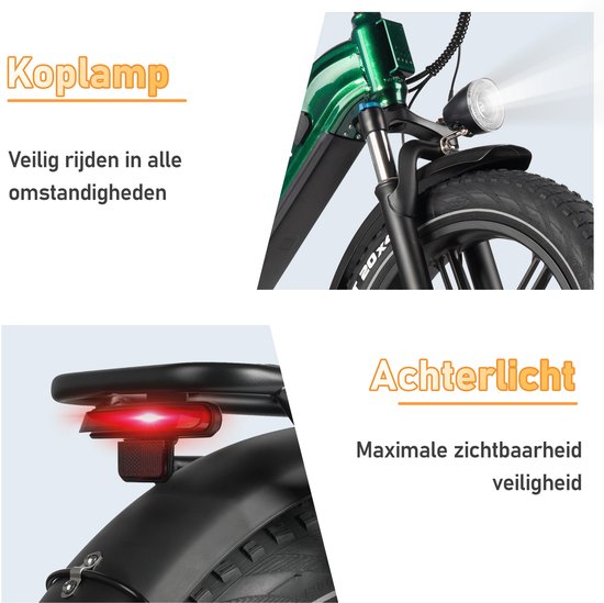 Maxtron Camel Elektrische Fiets–864Wh Accu–20×4.0 Inch Fatbike Banden–Actieradius tot 120 km–Geüpgrade Hydraulische Schijfremmen met Motoronderbreking–Verende Voorvork met Lock-out (Dubbele Modus) –Shimano 7 Versnellingen–Elektrische Stadsfiets–Groen — afbeelding 2