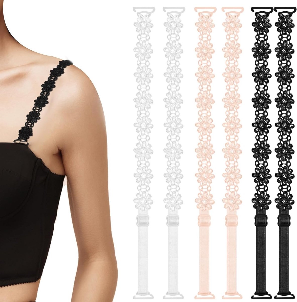 3 Paar Vervangende Bh-bandjes voor Dames - Verstelbare en Afneembare Lingeriebandjes voor Comfort en Ondersteuning