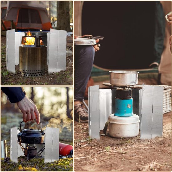 Camping Kooktoestel Windscherm Set met 12 Aluminium Platen voor Buiten, Kamperen en Motorhome, Inclusief Opbergdoos van Merkloos — afbeelding 4