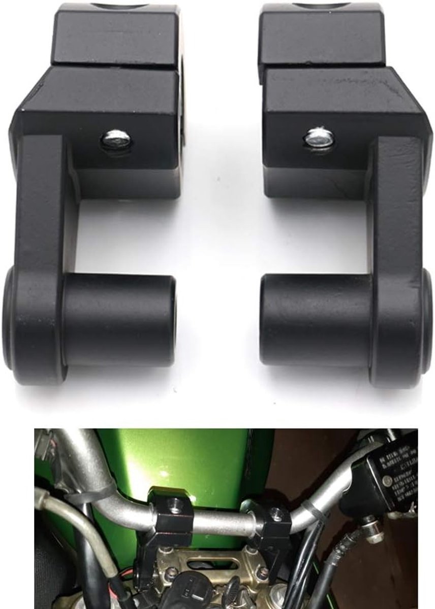 Motorcycle Handlebar Risers - Bar Risers Clamp - Rijden met Comfort - Verstelbaar Stuur - Max 2 cm Verhoging - Zwart