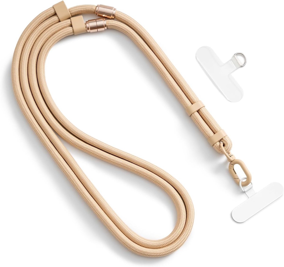 Verstelbare telefoonkoord voor het ophangen van je smartphone, universele 3-in-1 telefoonketting (17-80 cm) met korte lengte en comfort.