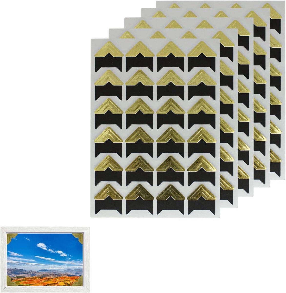 Zelfklevende Fotostickers Hoekjes - 120 Stuks Papieren Stickers voor DIY Fotoalbums, Scrapbooks en Journals (Goud)
