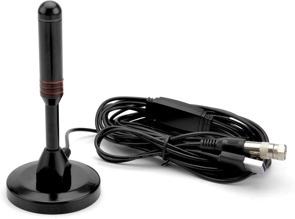 Digitale Kamerantenne met Versterker voor TV, 360 Graden Ontvangst, Magnetische Basis, 5m Kabel, Ondersteunt 4K HD Kanalen en Alle TV Apparaten
