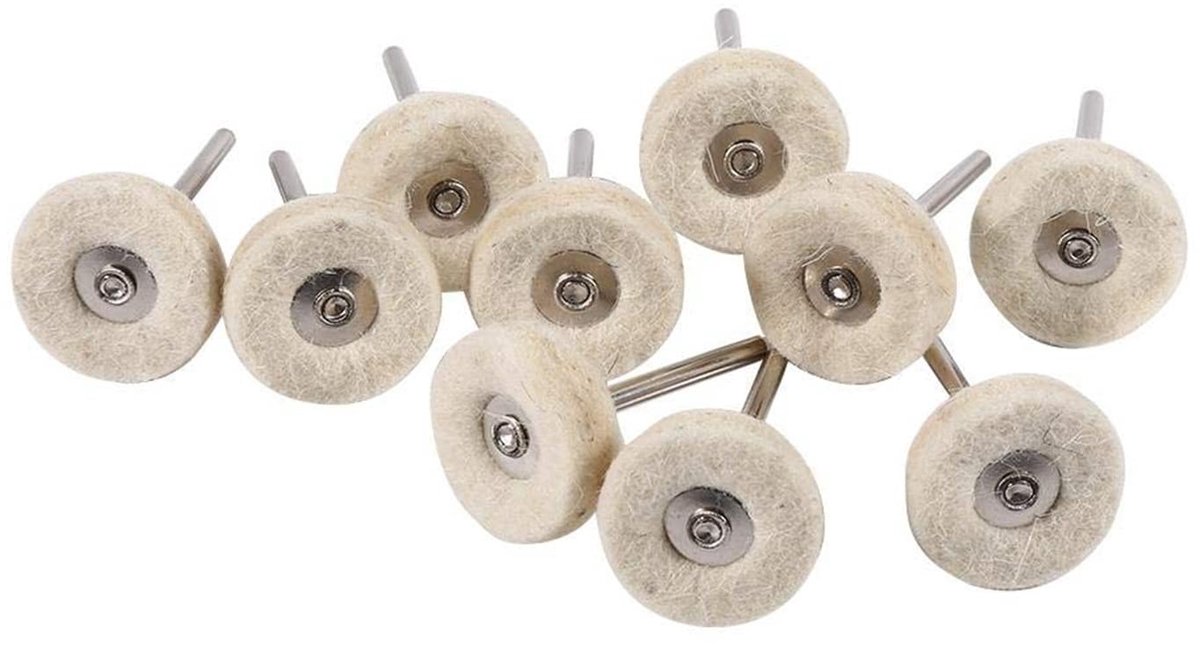 Allecto - Polijstschijf - 10Pcs Wolvilt - T-vormige Buffing Tool - 25mm - Voor Metaal en Kunststof - Polijsten en Schoonmaken - Voor Rotatietools