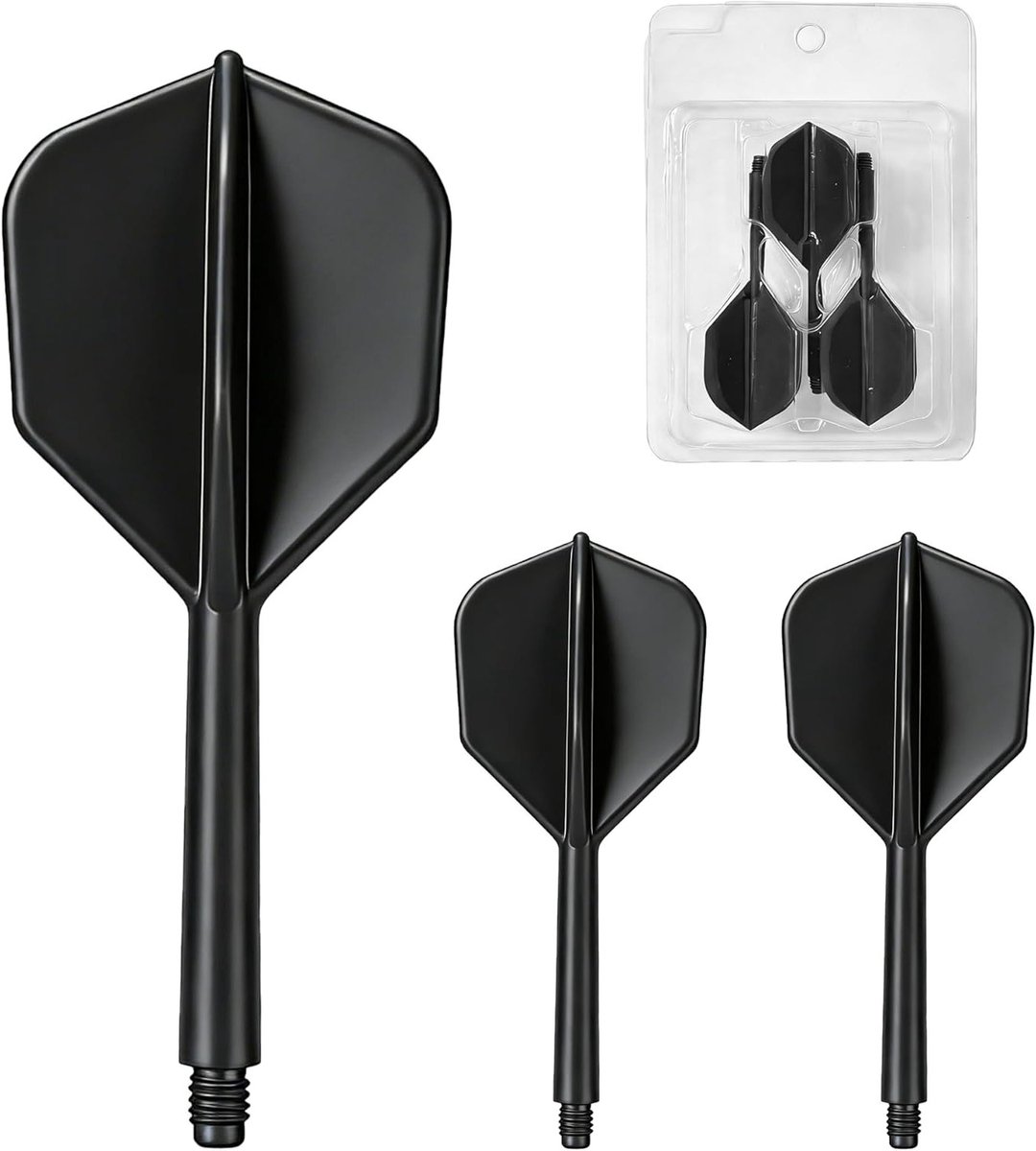 Set van 3 Dart Finnen en 2BA Geïntegreerde Dart Schachten - Standaard Accessoires voor Darten, Duurzaam en Lichtgewicht Plastic in Zwart