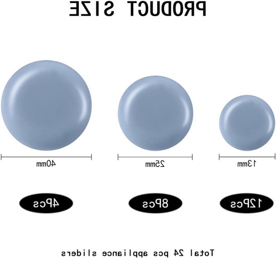 Zelfklevende Meubelglijders - 24 Stuks PTFE Teflon Pads voor Keukenapparaten, Airfryer en Blender (Rond, Grijs Blauw) van Merkloos — afbeelding 5