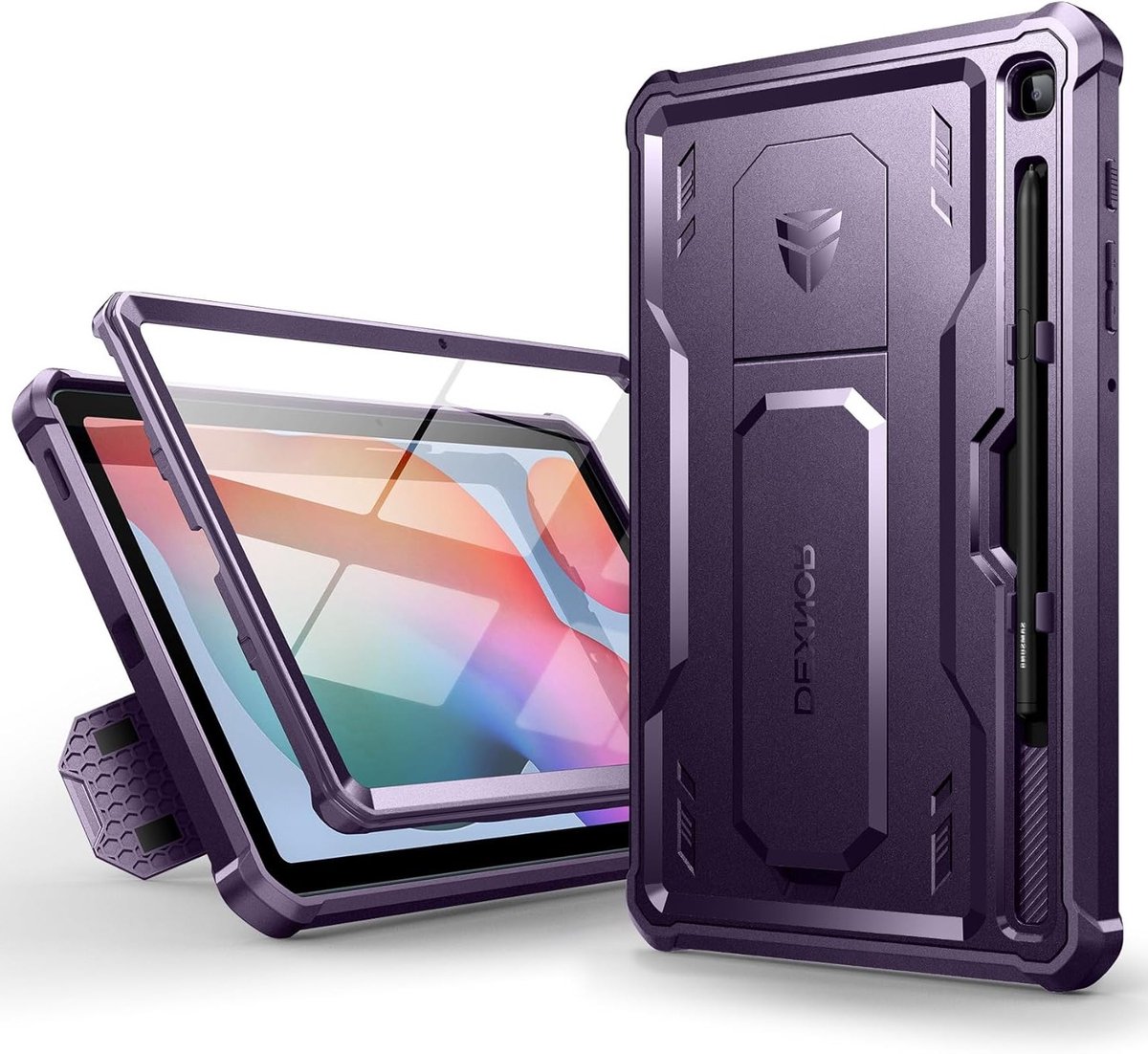 Zware Militaire Bescherming Hoes voor Galaxy Tab S6 Lite met Ingebouwde Schermbeschermer en Kickstand, Schokbestendige en Duurzame Bescherming