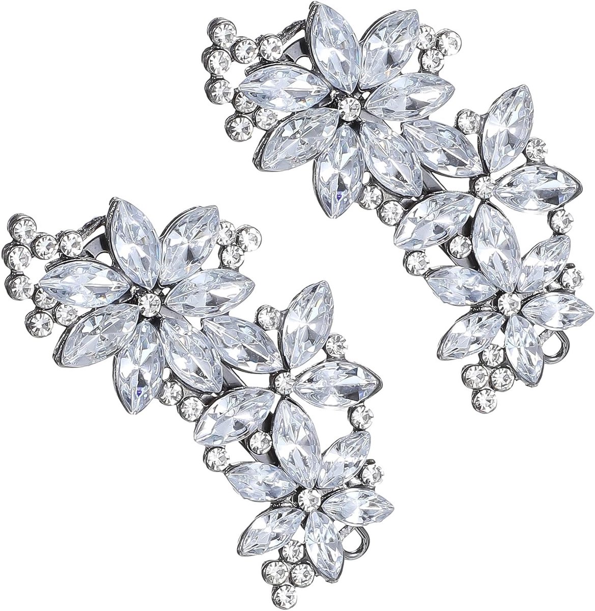 2 stuks Zilveren Strass Haarclips Kristal Diamant Speldjes voor Dames