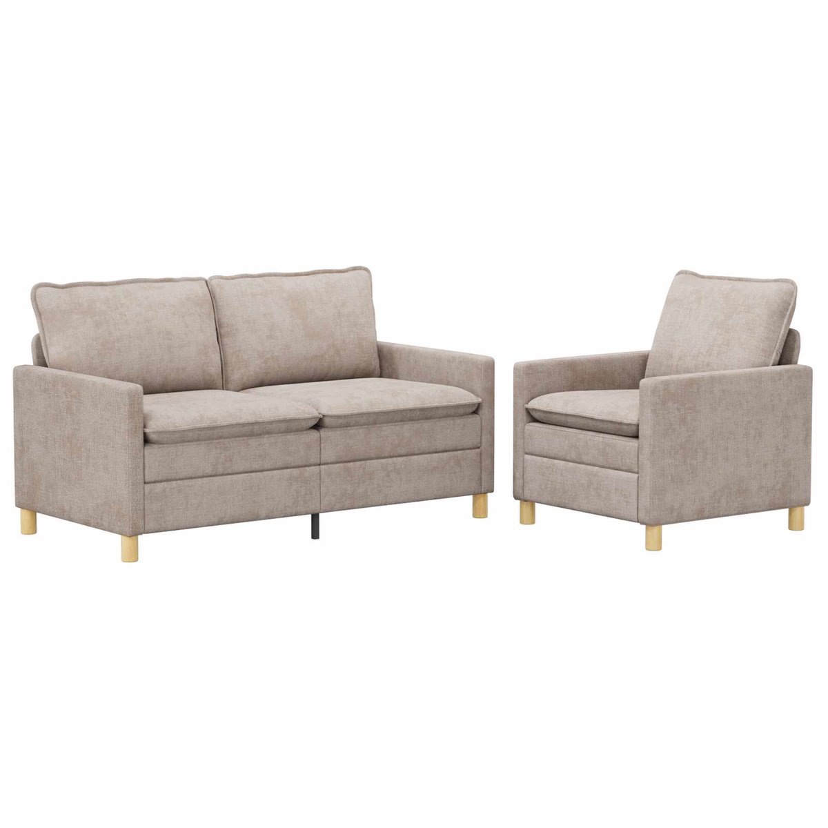 vidaXL - Bankstel - 2 - st - Beige - Polyester
