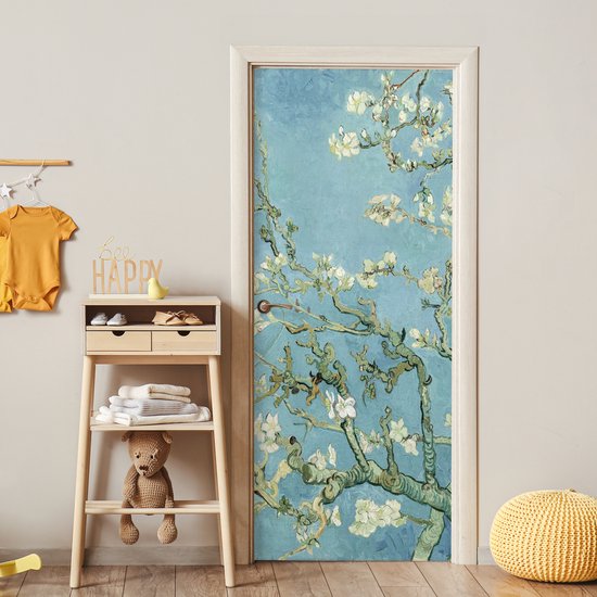 Affiche de porte fleur d'amandier - Van Gogh - Maîtres anciens - Art - Sticker de porte - Papier peint photo porte - Décoration de porte - Sticker autocollant - Décoration de chambre - 80x205 cm - Toilettes - Salle de bain - Salon