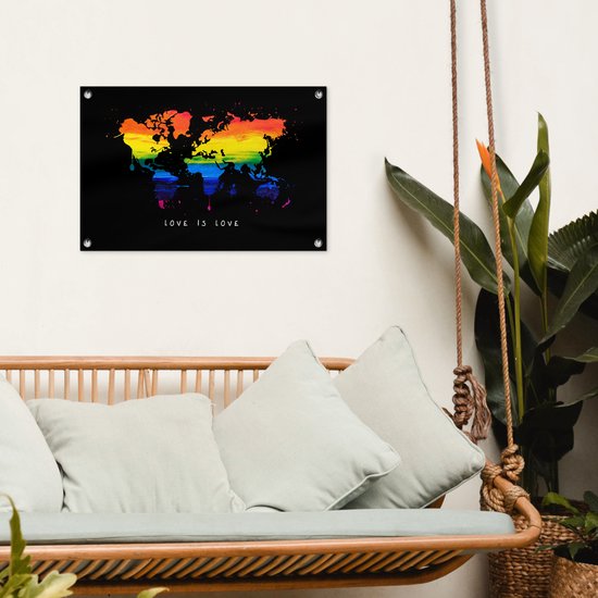 Décoration de jardin Carte du Wereldkaart - Pride - Amour - 60x40 cm - Affiche de jardin