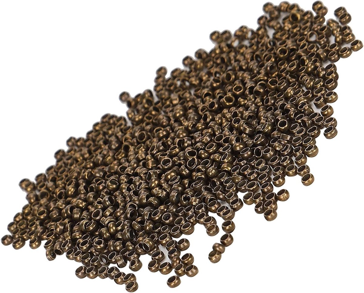 500 Stuks Crimp Kralen 2mm Tubes voor Earring, Ketting en Hanger DIY Sieraden Maken (Brons)