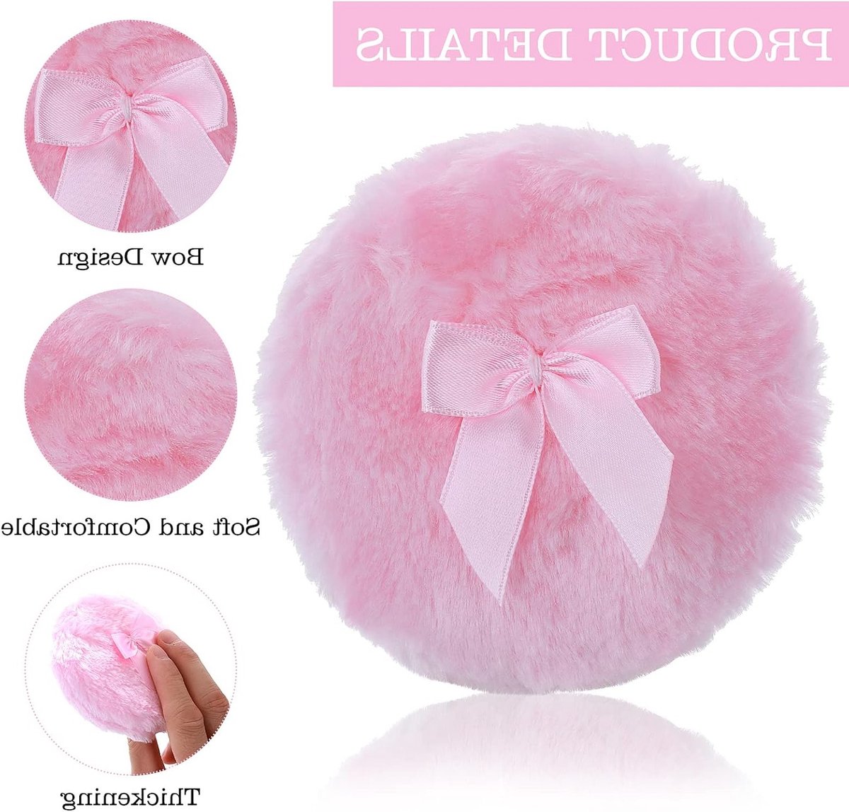 Grote Fluffy Poeder Puff van 10 cm - Ultra Zacht, Wasbaar en Herbruikbaar voor Gezicht en Lichaam, Ideaal voor Losse Poeder en Make-up Tools (Roze)