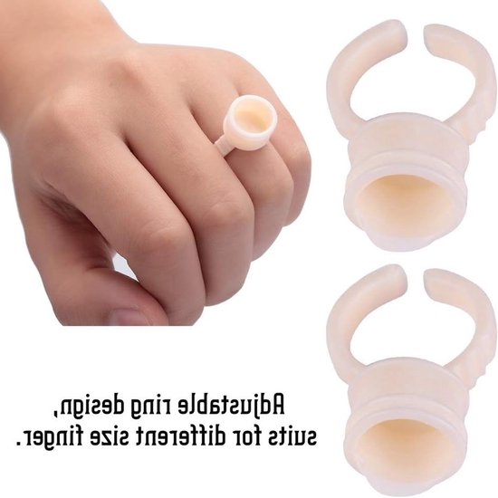 Set van 100 Wegwerp Silicone Ring Cups voor Semi-Permanente Tattoo Inkt en Microblading, Perfect voor Professionals en Beginners, Pigment Inkt Houder en Accessoire — afbeelding 5