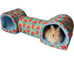 Konijnenhuis Hamsterhuis - Klein Dierenhuis Tunnel - Spelen en Rusten - Duurzame Voering - 27 x 27 x 3 cm