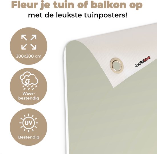 Tuinposter 200x200 cm - Tuindecoratie Een illustratie van een zwarte puppy met een hart - Poster voor in de tuin - Buiten decoratie - Schutting tuinschilderij - Tuindoek muurdecoratie - Wanddecoratie balkondoek
