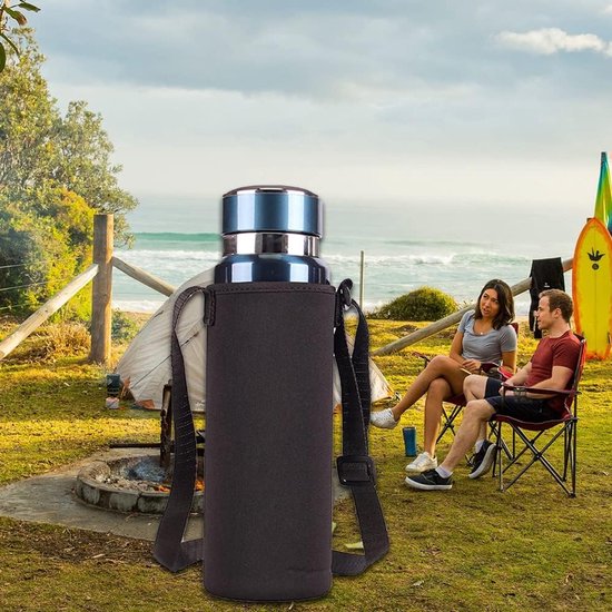 Isolerende hoes voor waterflessen, koelers en draagbare flessen, met verstelbare schouderriem, 1 L, 2 stuks, ideaal voor outdoor en sportactiviteiten — afbeelding 3