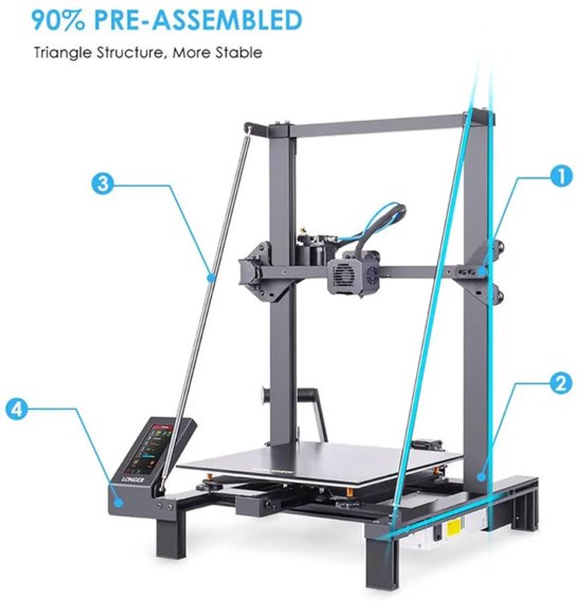 3D-Printer – 3D-Printer Voor Hobbyisten – Professionele 3D-Printer – 3D-Printmachine – Groot Bouwvolume 300x300x400 Mm – Stil Met Filamentdetectie
