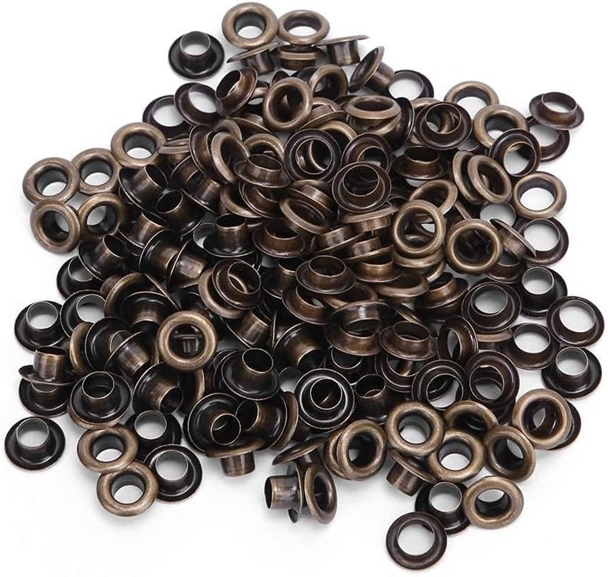 100 Stuks Metalen Oogjes 5mm Messing Dubbelzijdige Oogjes Rivets Grommet voor Leren Tassen, Schoenen en DIY Projecten in Antiek Brons
