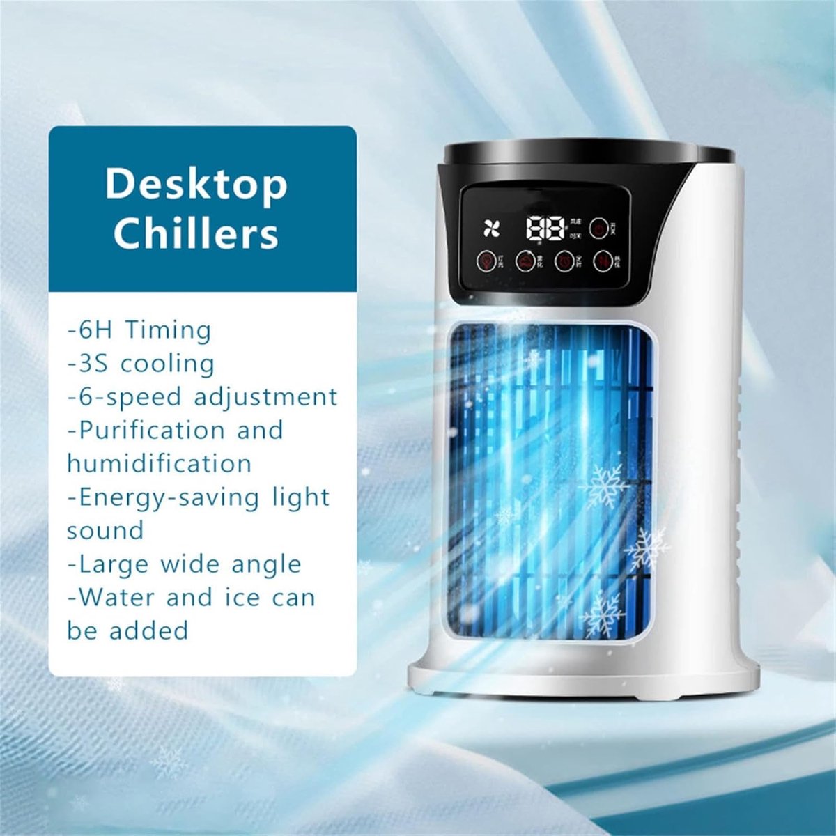 Draagbare airco - Ventilator - Mini ventilator - Air cooler - Mobiele Aircooler- Desktop Thuis Kamer Camping Kantoor – foto 7