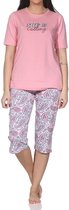Normann dames capri pyjama korte mouw met frontprint & paisley ook in grote maten