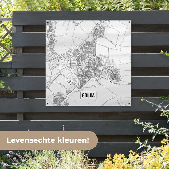 Carte de la ville affiche de jardin Gouda en vrac - Carte 100x100 cm - Toile de jardin / Toile d'extérieur / Peintures pour l'extérieur (décoration de jardin)