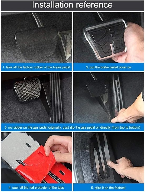 Pedaal Covers - Auto Interieur - Veiliger Rijden - Geen Boor Montage - 3 Stuks - Zwart — afbeelding 3