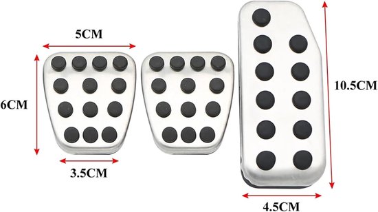 Pedaalhoezen Auto - Antislip Covers - Verbeterde Rijervaring - Duurzaam Metaal - 3 Delige Set - Zilver — afbeelding 4
