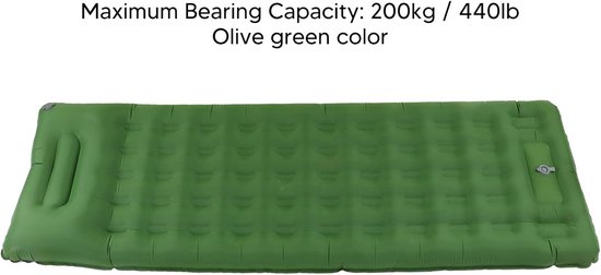 Kampeermat - Slaapmatje - Outdoor slapen - Snelle voetinflatie - Ergonomisch - Olijfgroen — afbeelding 3