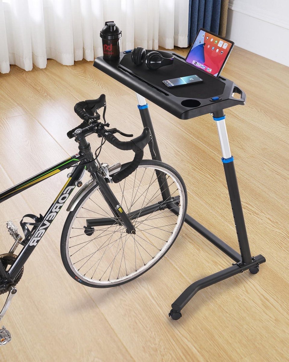 Fietsbureau - Fitness bureau - Thuiswerken & Sporten - 8 Hoogte-instellingen - 28 inch Desktop - Zwart