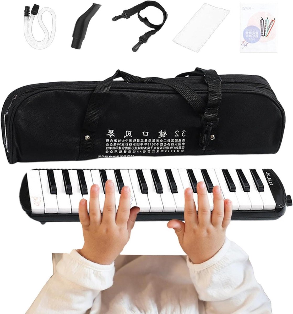Melodica Instrument - Blaas Keyboard - Muziek Leren - 32 Toetsen - Compact Formaat - Zwart