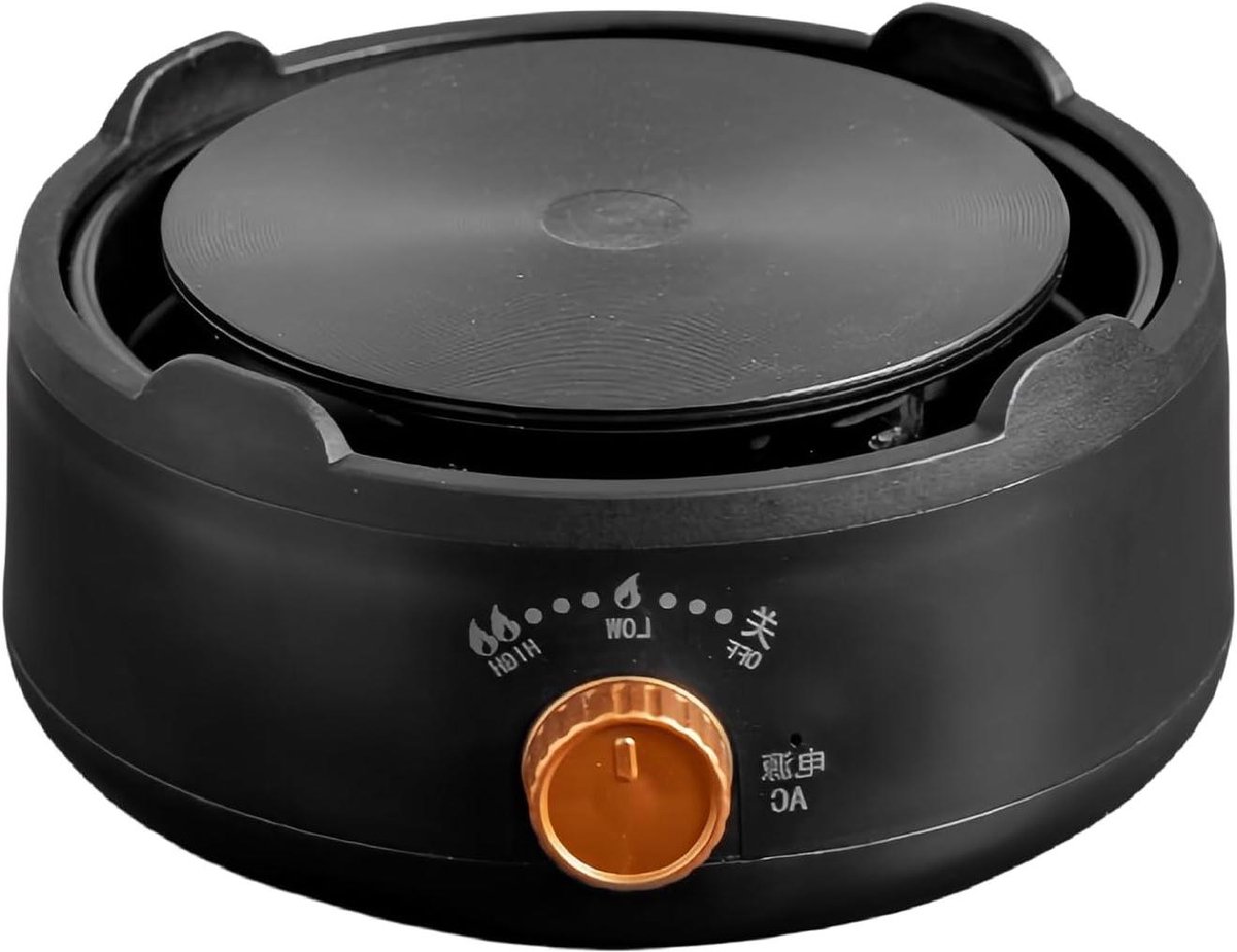 Kleine kookplaat - Elektrisch fornuis - Dranken verwarmen - Traploos regelbaar - 18 cm breed - Zwart