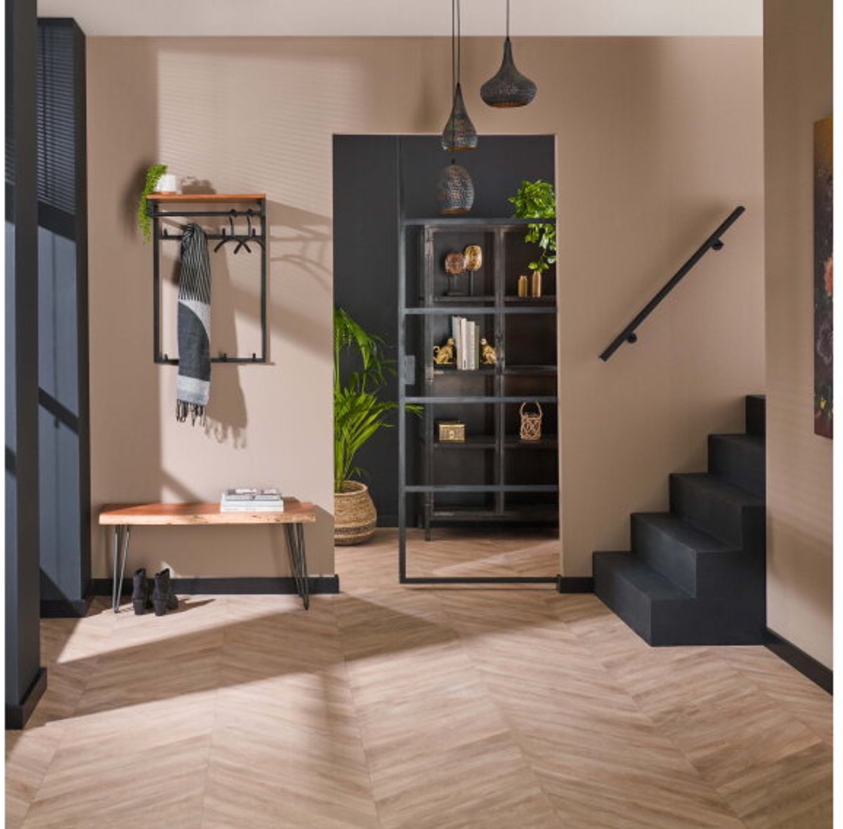 Kapstok custom hoog 2x4 haken - Massief acacia naturel
