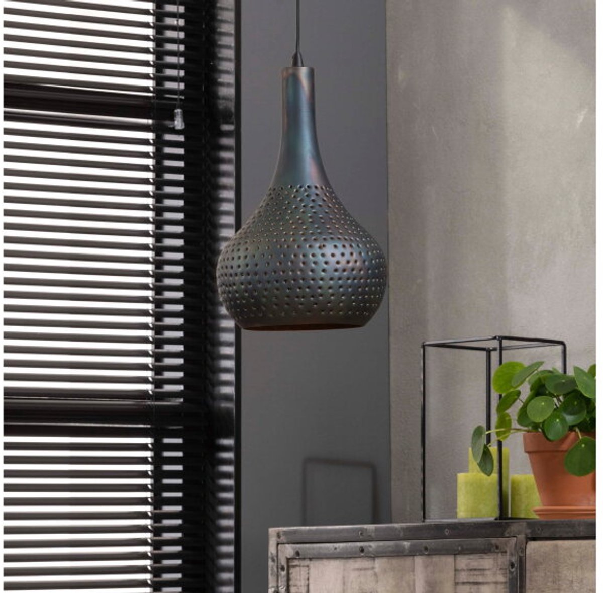 Hanglamp Industry concrete kegel - Zwart bruin