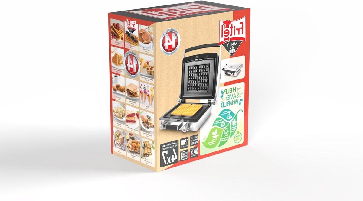 Wafelijzer - Wafelmaker - Belgische Wafels Bakken - 14 Verwisselbare Platen - 4x7 Wafel - Zilvergrijs