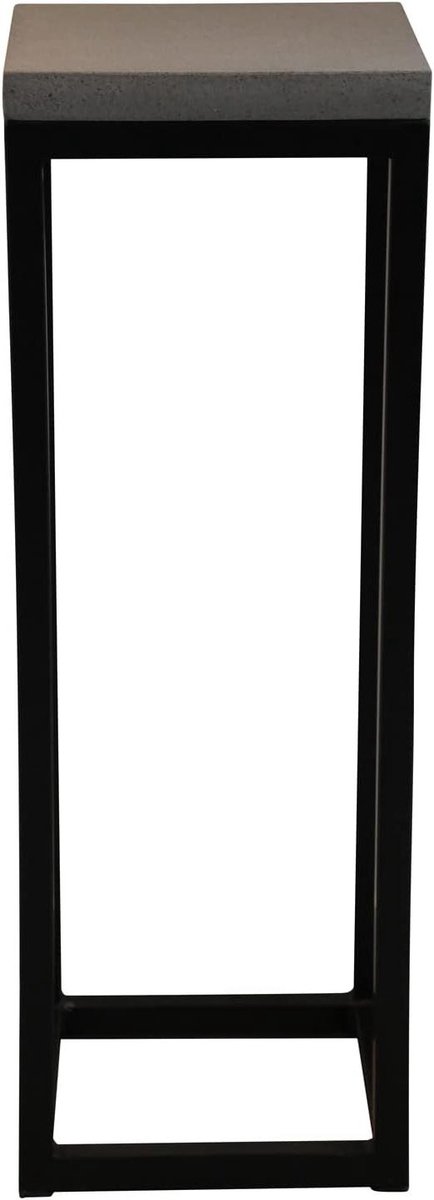 Metalen Zuil - Stalen Plantenstandaard - Planten Presenteren - Fiberstone Top - 28x80 cm - Zwart Grijs