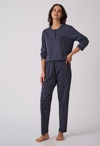 Damart - Pyjama van gekamd jerseykatoen - Dames - Blauw - 34-36 (XS)