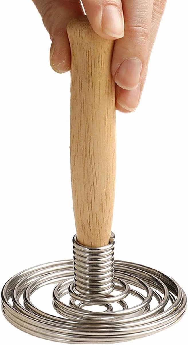 Keuken Garde - Handmixer Deegklopper - Beslag Maken - Ergonomisch Houten Handvat - 18 x 7.7 cm - Houtkleur