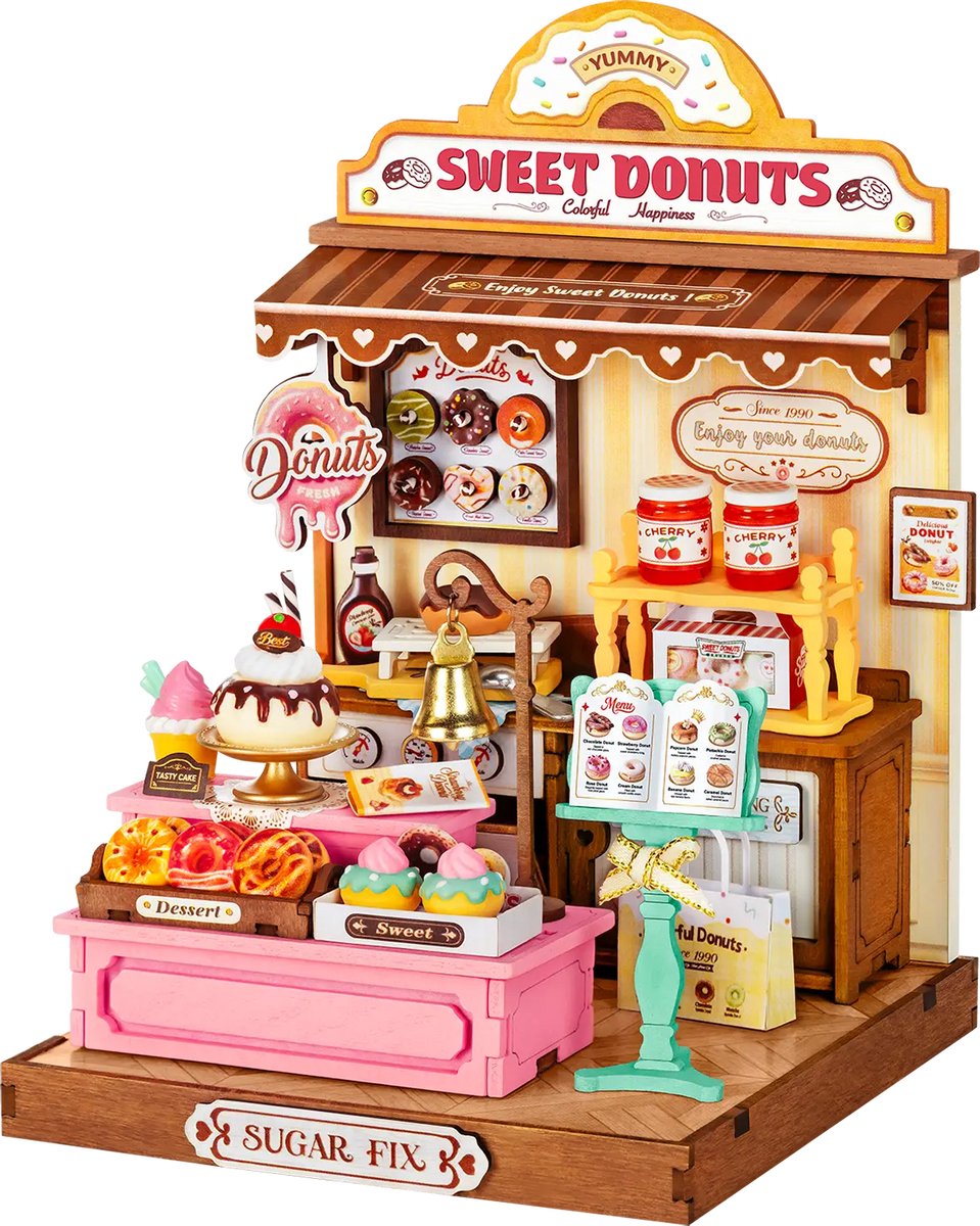Robotime Sweetie's Donut Shop - Rolife - DS051 - Rolife DIY Miniature House Series - Miniatuur - Knutselen - Bouwpakket