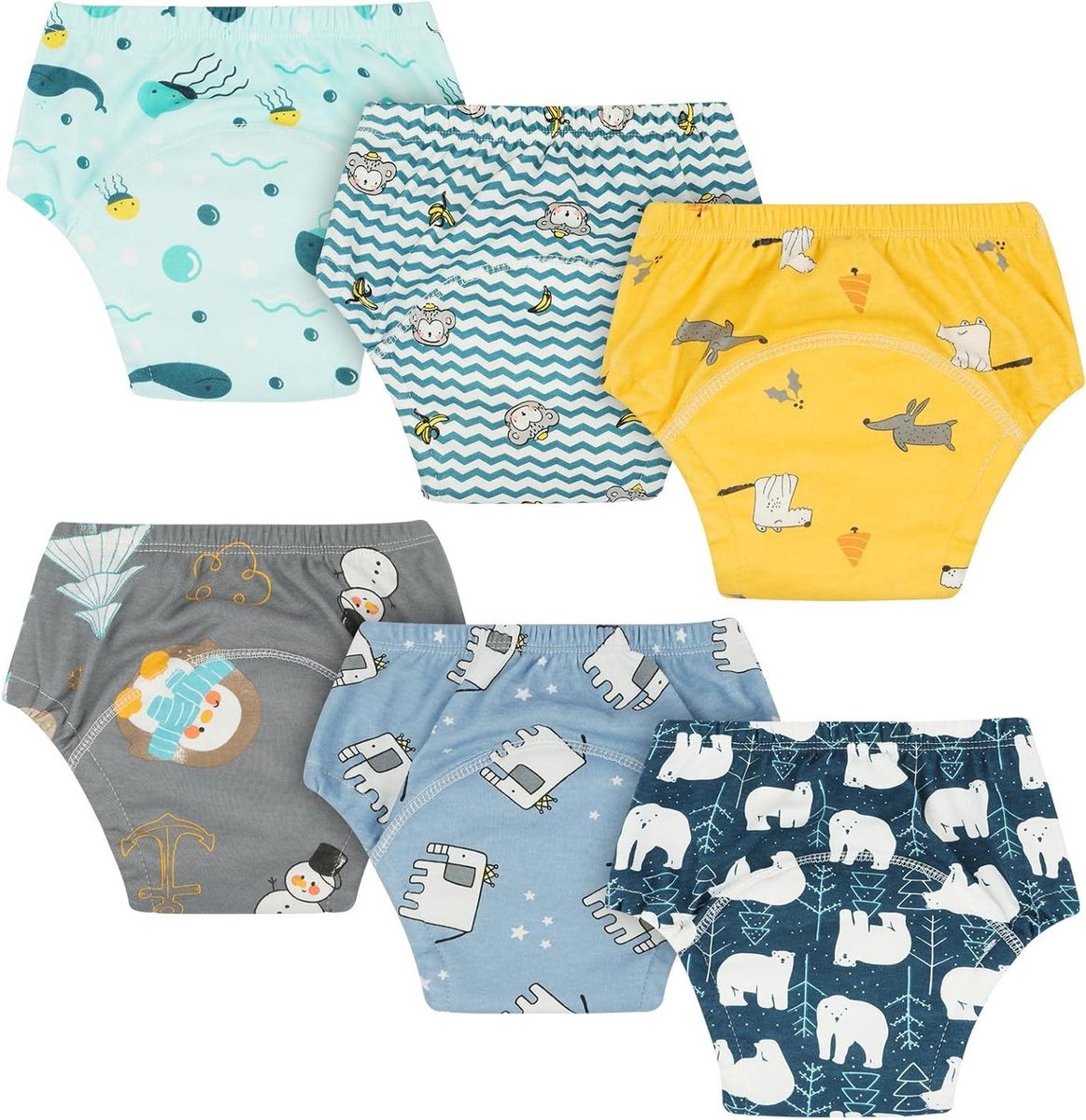 Baby Potty Trousers - Training Ondergoed - Potty Training - 6 Laags Absorberend - 6 Stuks - Meerdere Prints