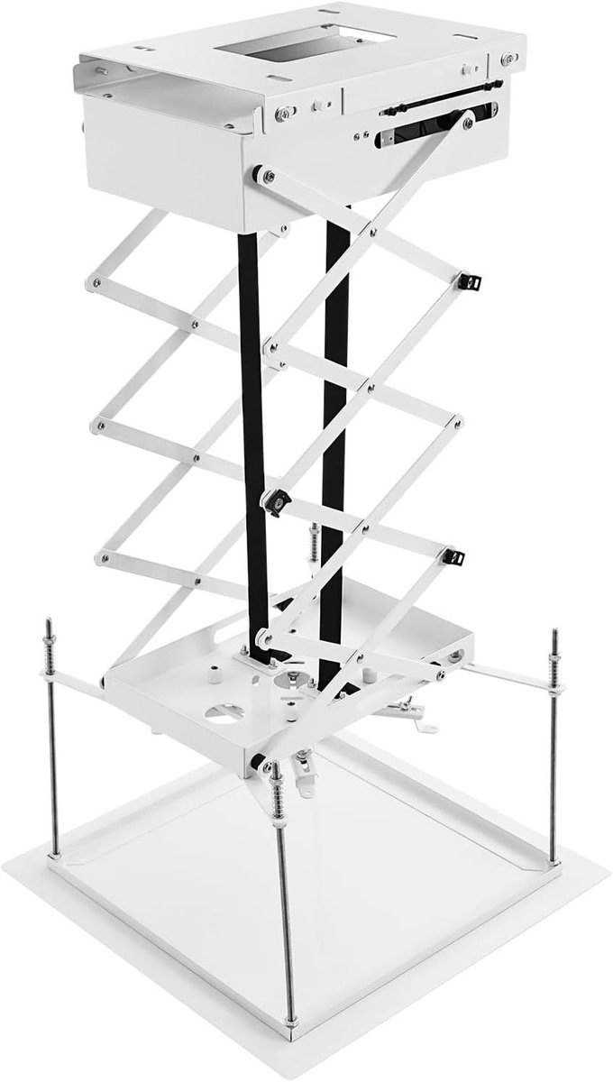Projectorlift Set - Gemotoriseerde Ophanging - Projectie Presentatie - Stalen Constructie - 1 Meter Slag - Wit