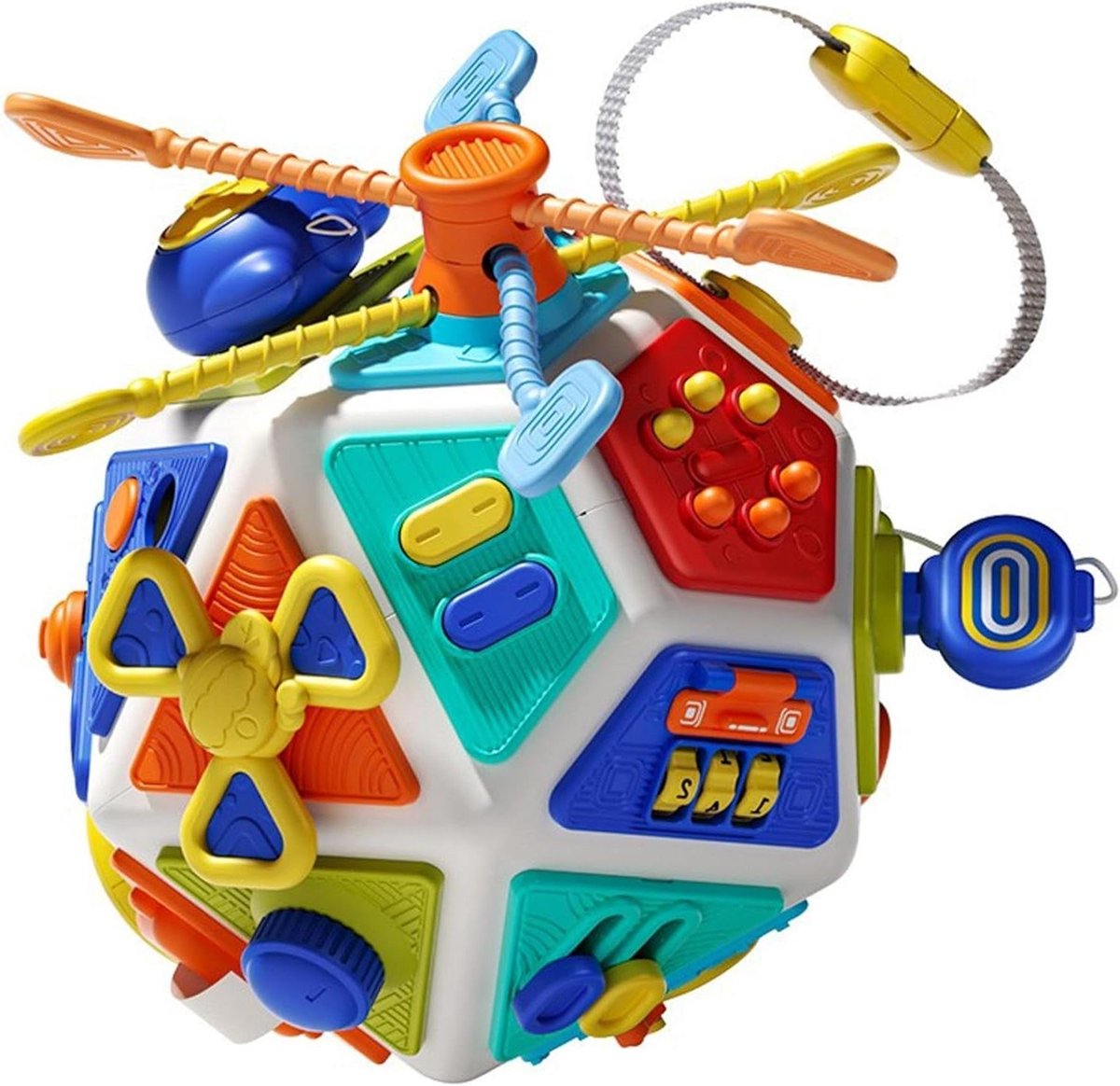 Activiteitenkubus - Montessori Speelgoed - Motorische Ontwikkeling - 22 Interactieve Pagina's - 18.5 x 18.5 x 20.3 cm - Meerkleurig
