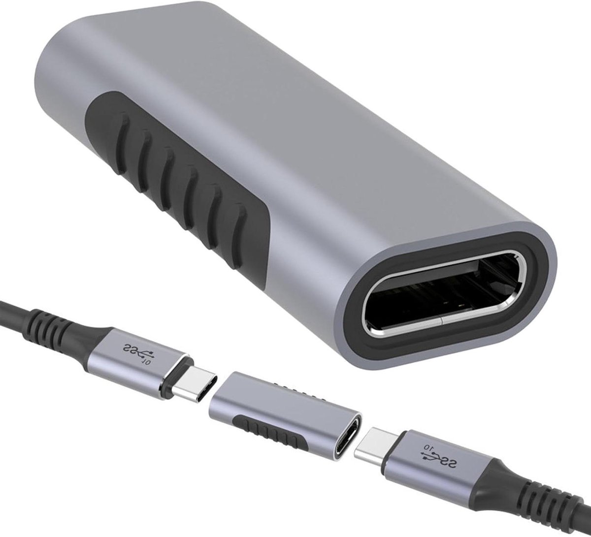 USB C Koppeling - Adapter Converter - Apparaten Verbinden - Twee Poorten - 7 x 5 x 2 cm - Grijs