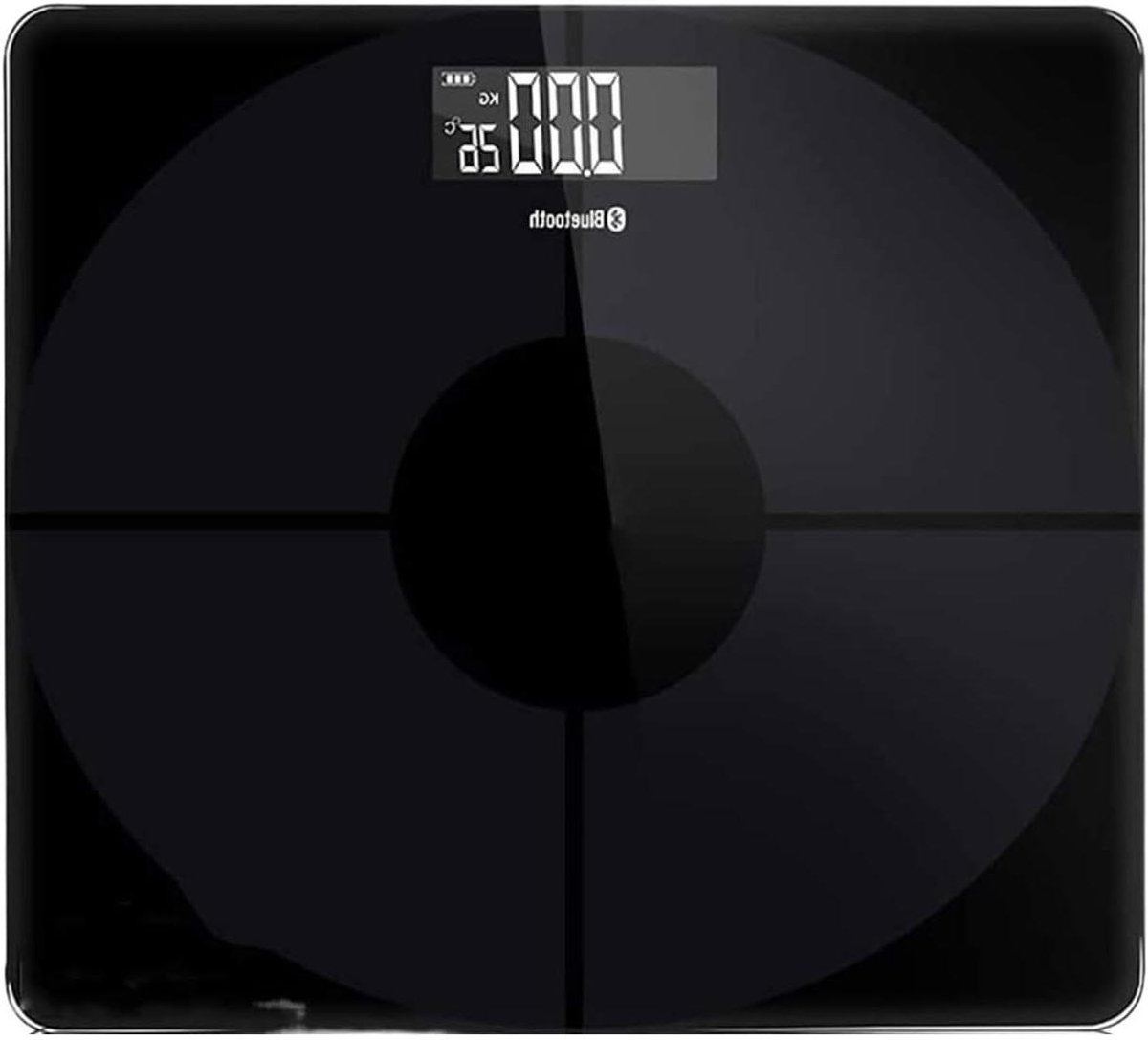 Digitale Personenweegschaal - Lichaamsweegschaal Vetweegschaal - Gezondheid Monitoren - Gehard Glas Platform - 180 kg - Zwart